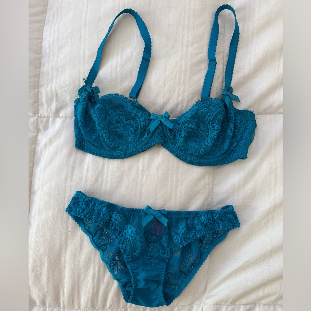 Agent Provocateur teal lingerie set
